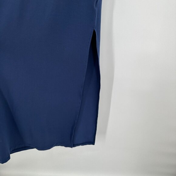 Quince Navy Blue Tencel Jersey Tank Maxi Dress sz S Women's Side Slit Sleeveless - Picture 2 of 6
